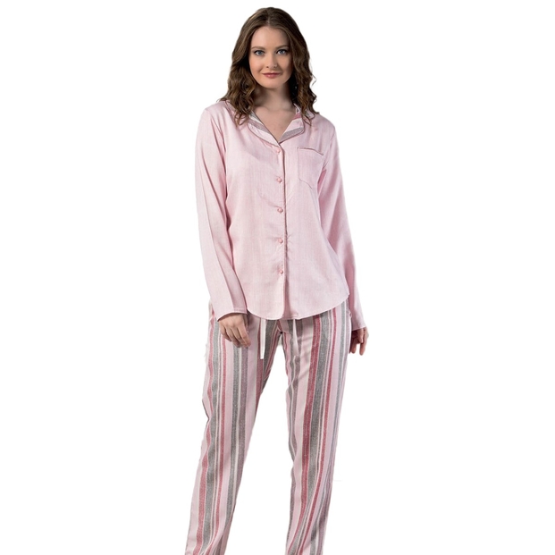 Classical Exculusive Collection Önden Düğmeli İpek Saten Pijama Takımı - 1