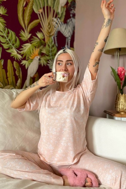 Clover Baskılı Kısa Kollu Kadın Pijama Takımı - 2