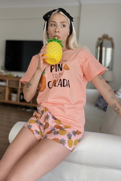 Colada Baskılı Şortlu Kadın Pijama Takımı - 1