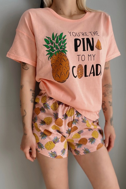 Colada Baskılı Şortlu Kadın Pijama Takımı - 3