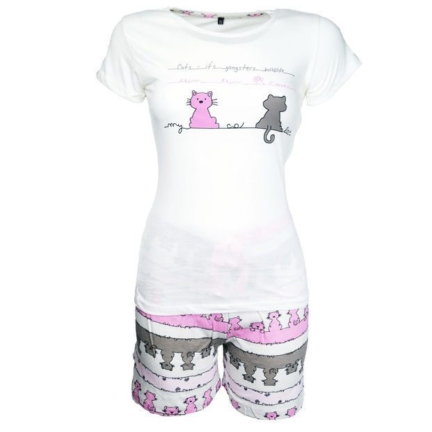 Dagi Kedi Desenli Bayan Şortlu Pijama Takımı - 1