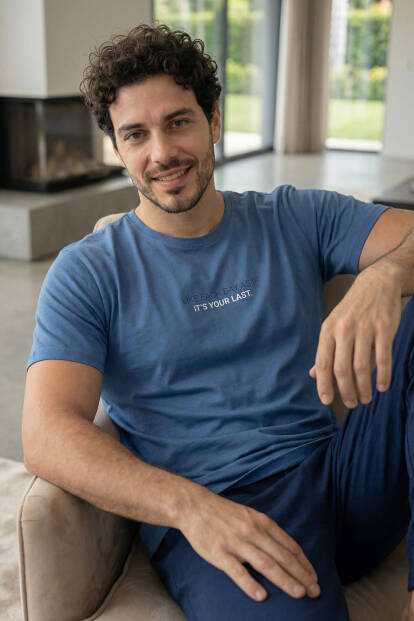 Deep Ocean Last Baskılı Kısa Kollu Cotton Erkek Pijama Takımı - 3