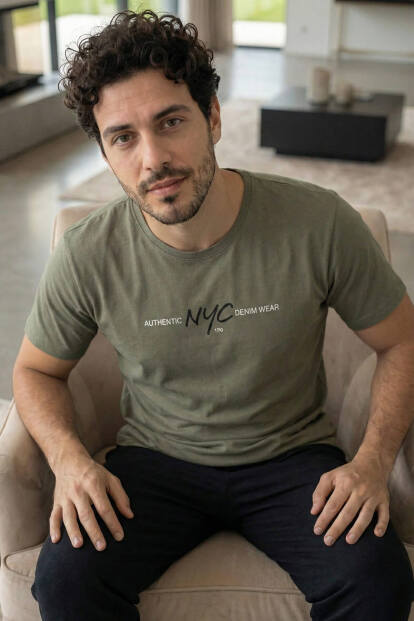 Deep Olive Unity Baskılı Kısa Kollu Cotton Erkek Pijama Takımı - 6