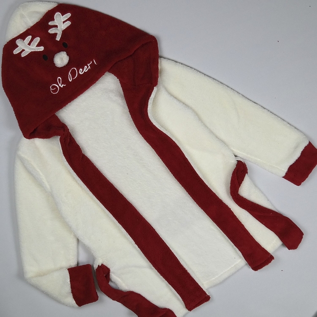 Deer Desenli Peluş Bayan Sabahlık - 1