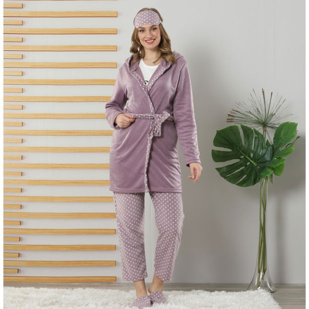 Dream Big Bear Desenli Sabahlıklı Peluş Pijama Takımı - 2