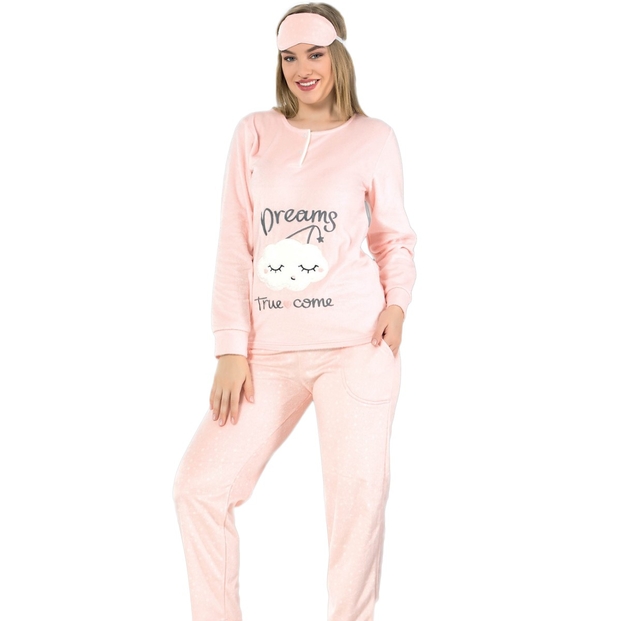 Dream Bulut Desenli Kadın Yumoş Peluş Pijama Takımı - 1