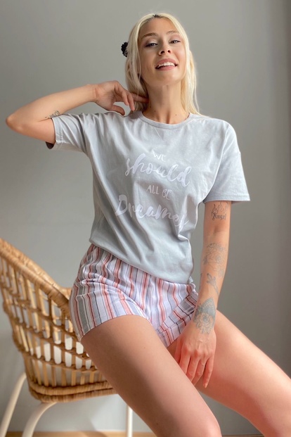 Dreamery Baskılı Şortlu Kadın Pijama Takımı - 1