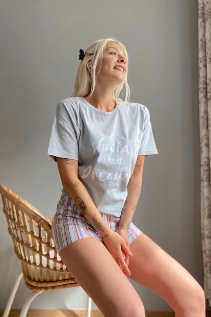Dreamery Baskılı Şortlu Kadın Pijama Takımı - 2