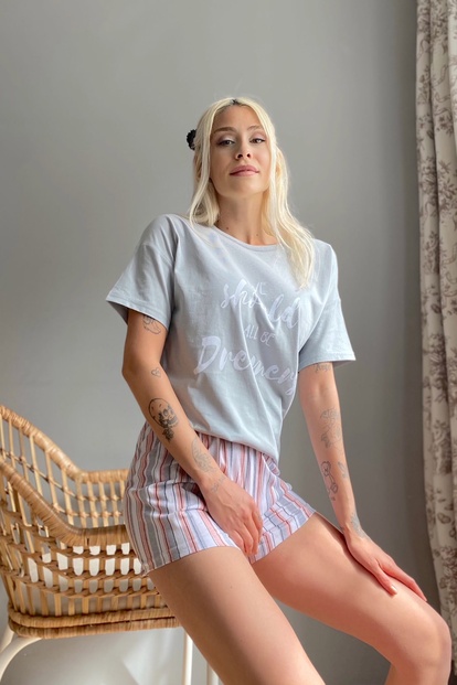 Dreamery Baskılı Şortlu Kadın Pijama Takımı - 3