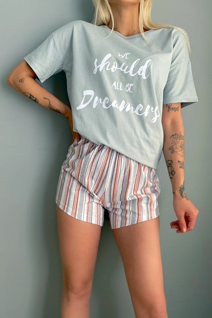 Dreamery Baskılı Şortlu Kadın Pijama Takımı - 4
