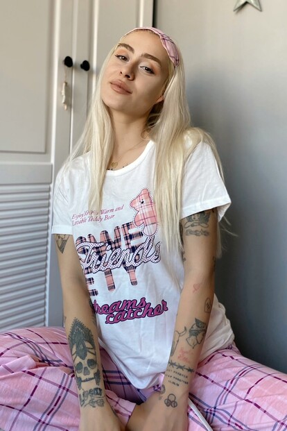 Ekose Baskılı Sabahlıklı Pijama Takımı - 5