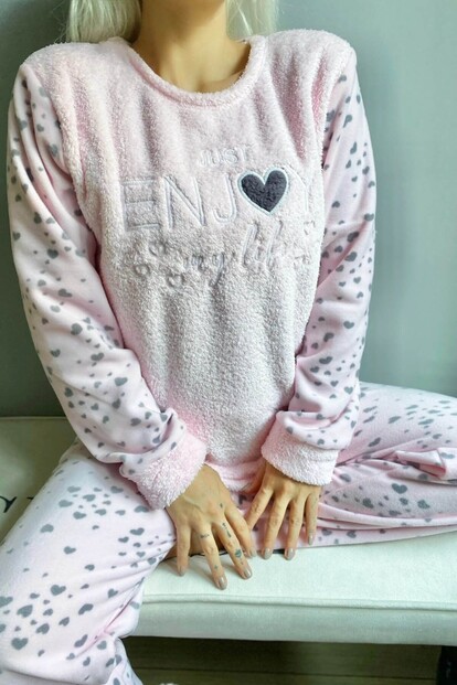 Enjoy Desenli Kadın Peluş Pijama Takımı - 5