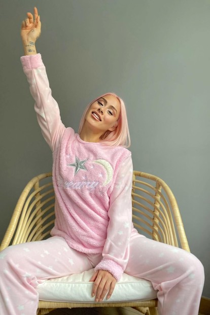 Estrela Desenli Kadın Peluş Pijama Takımı - 2