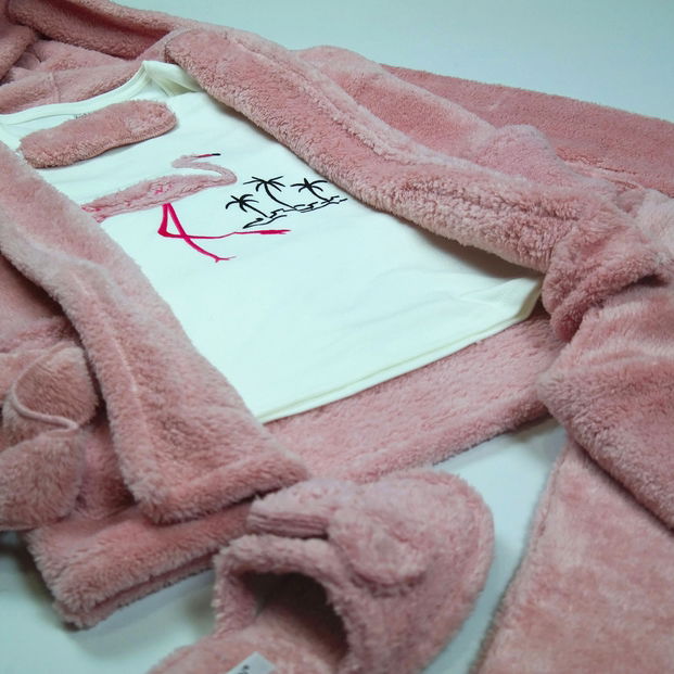 Flamingo Sabahlıklı Peluş Pijama Takımı - 3