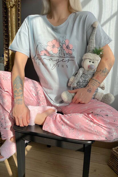 Floristry Baskılı Kısa Kollu Kadın Pijama Takımı - 2