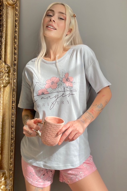 Floristry Baskılı Şortlu Kadın Pijama Takımı - 1