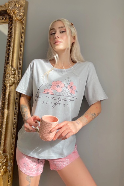 Floristry Baskılı Şortlu Kadın Pijama Takımı - 2