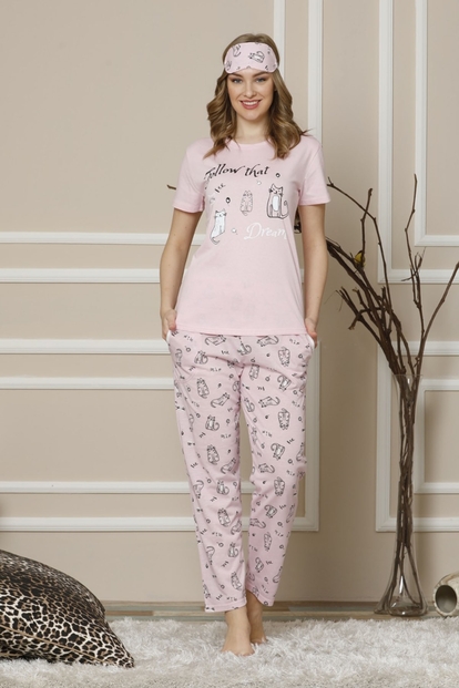 Follow That Desenli Kısa Kollu Kadın Pijama Takımı - 2