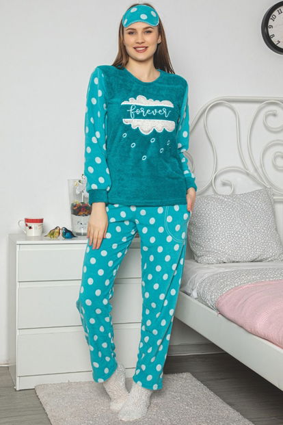 Forever Desenli Kadın Peluş Pijama Takımı - 2