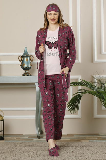 Free Butterflies Desenli Sabahlıklı Pijama Takımı - 1