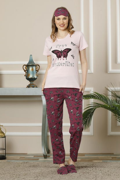 Free Butterflies Desenli Sabahlıklı Pijama Takımı - 2