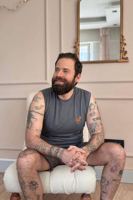 Füme Dasch Baskılı Sıfır Kol Şortlu Erkek Pijama Takımı - Pijamaevi (2)