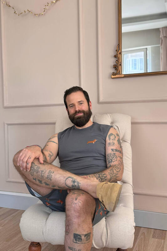 Füme Dasch Baskılı Sıfır Kol Şortlu Erkek Pijama Takımı - Pijamaevi (3)