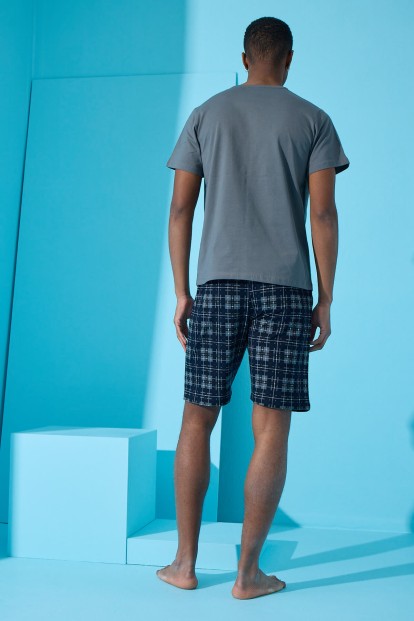 Füme Good Baskılı Şortlu Erkek Pijama Takımı - 5