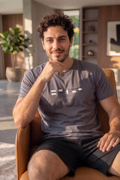 Füme Origi Desenli Kısa Kollu Erkek Pijama Takımı - 4