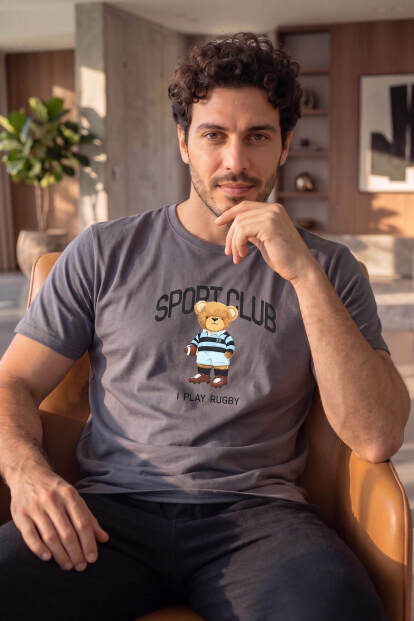 Füme S Club Desenli Kısa Kollu Erkek Pijama Takımı - 2