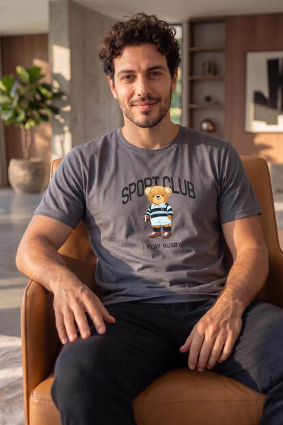 Füme S Club Desenli Kısa Kollu Erkek Pijama Takımı - 3