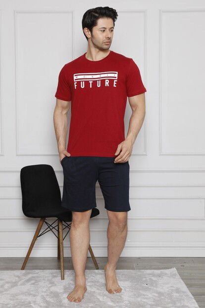 Future Baskılı Şortlu Kısa Kollu Erkek Pijama Takımı - 1