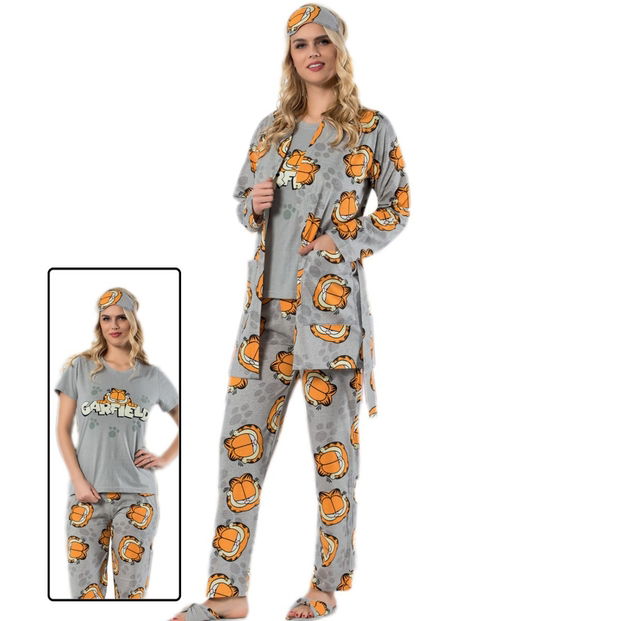 Garfield Desenli Sabahlıklı Pijama Takımı - 2