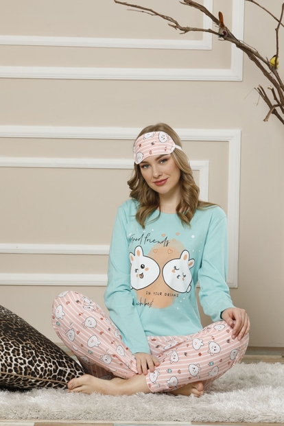 Good Friends Desenli Uzun Kollu Kadın Pijama Takımı - 1
