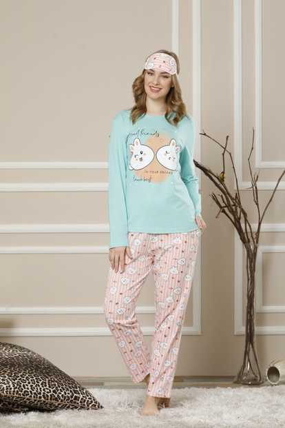 Good Friends Desenli Uzun Kollu Kadın Pijama Takımı - 2