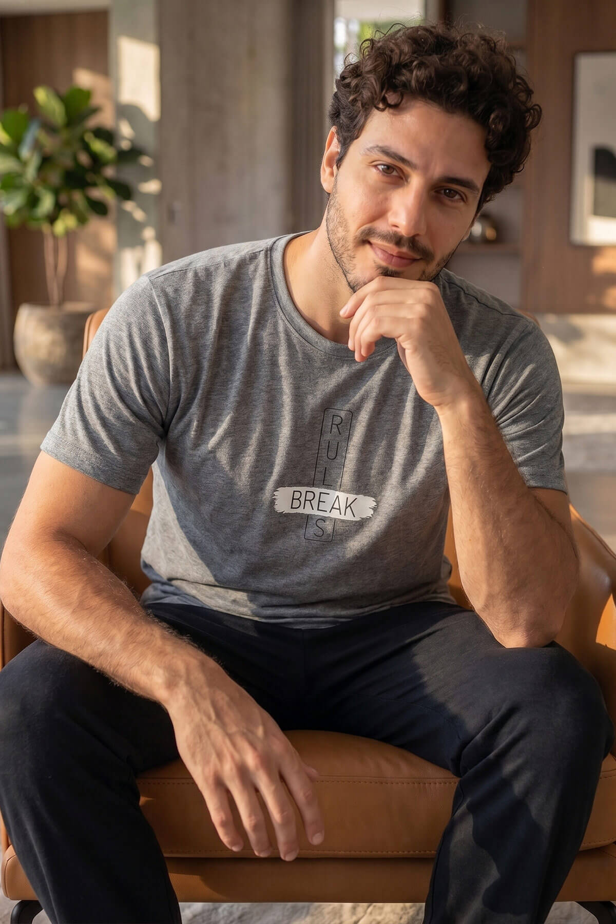 Gri Break Desenli Kısa Kollu Erkek Pijama Takımı - Pijamaevi