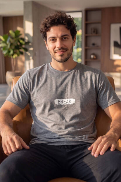 Gri Break Desenli Kısa Kollu Erkek Pijama Takımı - 3