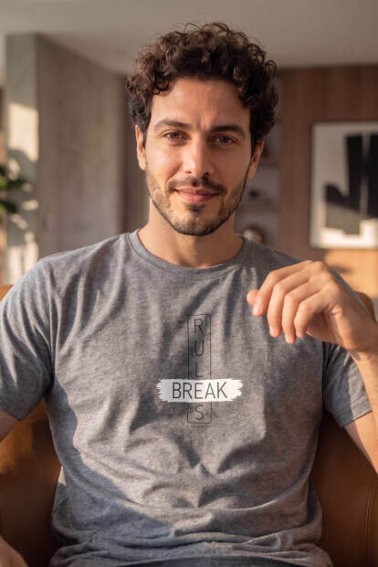 Gri Break Desenli Kısa Kollu Erkek Pijama Takımı - 5