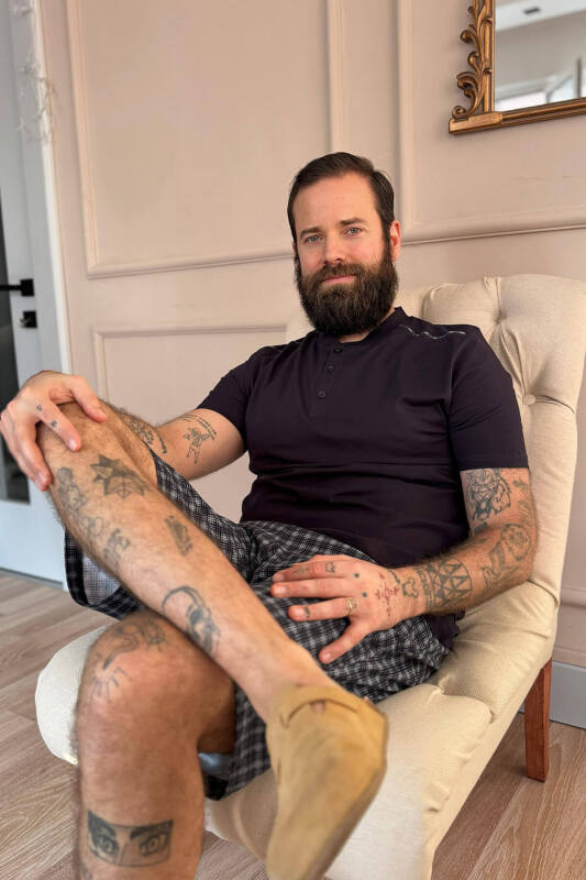 Gri Siyah Ekose Line Edge Detaylı Şortlu Kısa Kollu Erkek Pijama Takımı - Pijamaevi (3)