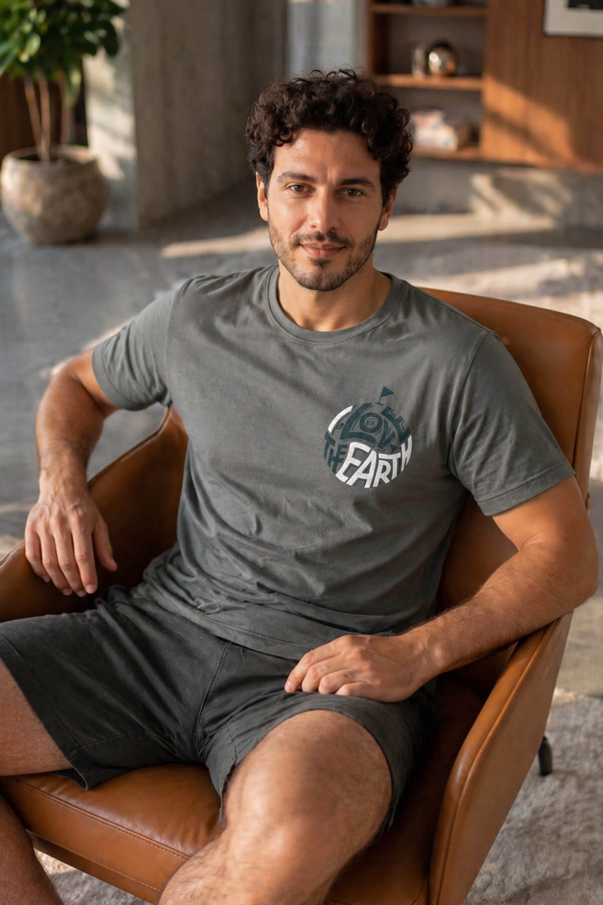 Haki Earth Desenli Kısa Kollu Şortlu Erkek Pijama Takımı - Pijamaevi (3)