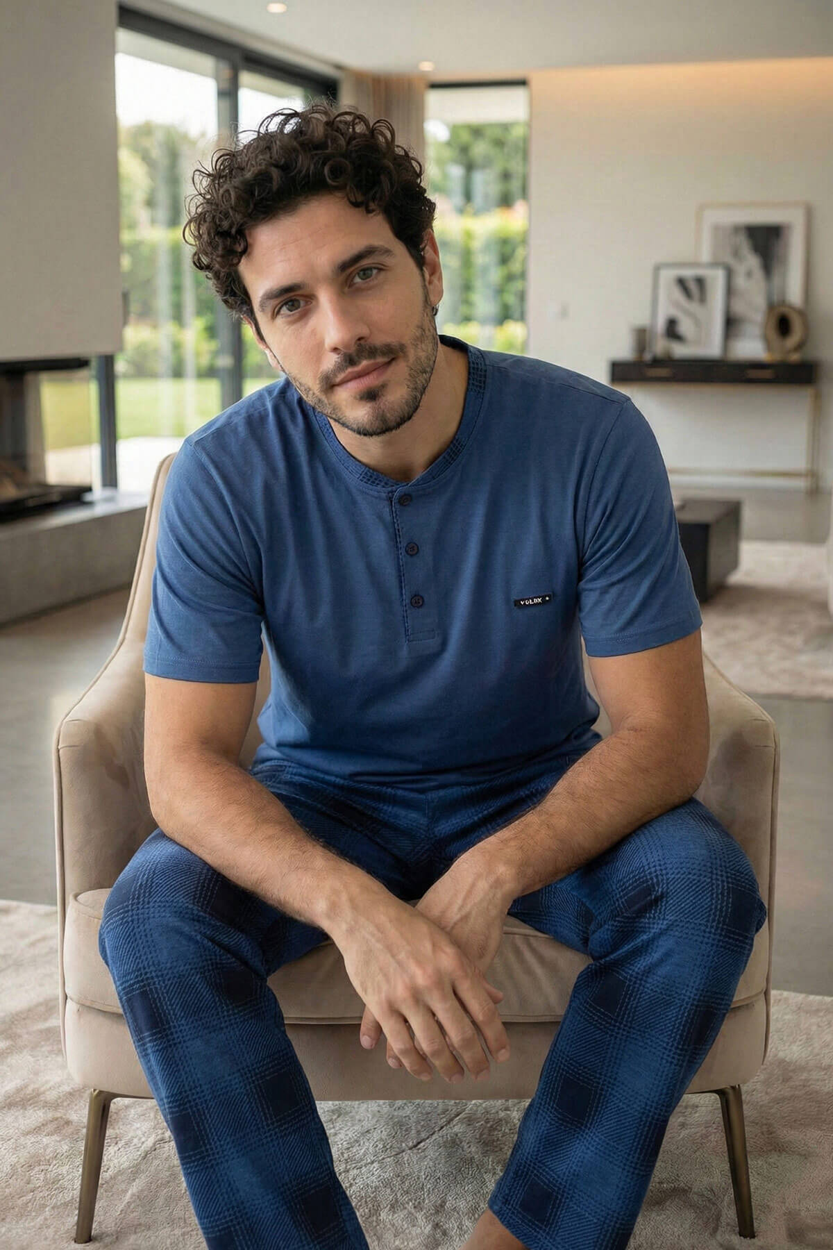 Heritage Blue Patlı Kısa Kollu Cotton Erkek Pijama Takımı - Pijamaevi (1)