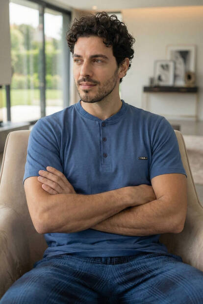 Heritage Blue Patlı Kısa Kollu Cotton Erkek Pijama Takımı - 6