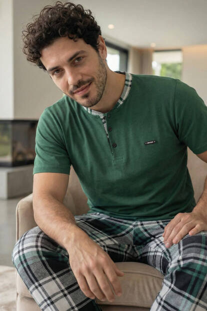 Heritage Forest Patlı Kısa Kollu Cotton Erkek Pijama Takımı 