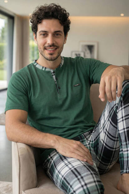 Heritage Forest Patlı Kısa Kollu Cotton Erkek Pijama Takımı - 2