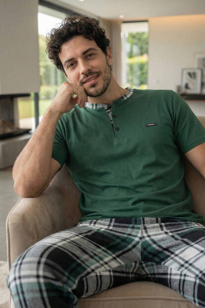 Heritage Forest Patlı Kısa Kollu Cotton Erkek Pijama Takımı - 3