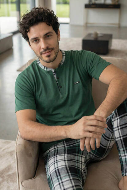 Heritage Forest Patlı Kısa Kollu Cotton Erkek Pijama Takımı - 4