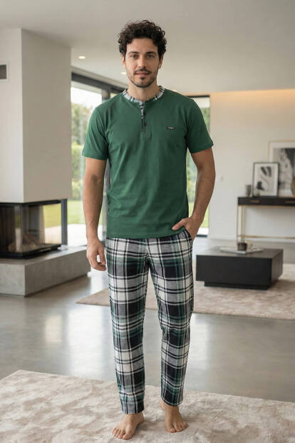 Heritage Forest Patlı Kısa Kollu Cotton Erkek Pijama Takımı - 6