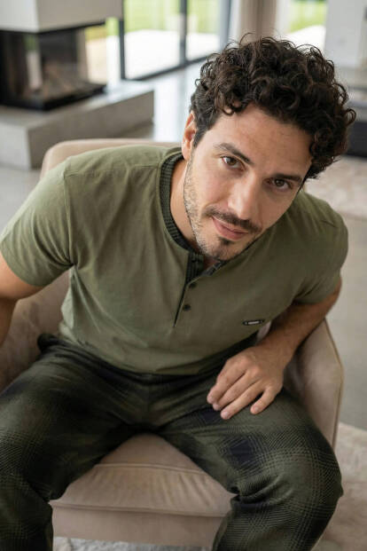 Heritage Khaki Patlı Kısa Kollu Cotton Erkek Pijama Takımı - 4