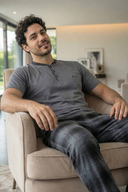 Heritage Smoke Patlı Kısa Kollu Cotton Erkek Pijama Takımı - 2