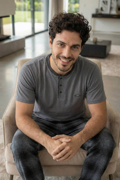 Heritage Smoke Patlı Kısa Kollu Cotton Erkek Pijama Takımı - 5